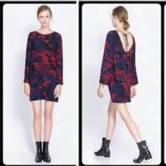 SOLD Zara Open Back Red Camo Dress - Picture 1 of 4